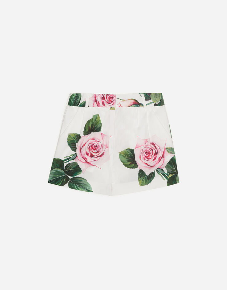 Dolce & Gabbana POPLIN SHORTS WITH TROPICAL ROSE PRINT FLORAL PRINT L22Q24HS5GG
