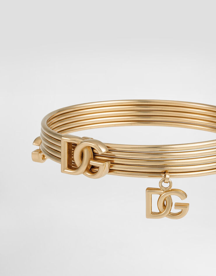 Dolce & Gabbana Rigid multi-hoop bangle with DG logo Gold WBQ6M3W1111