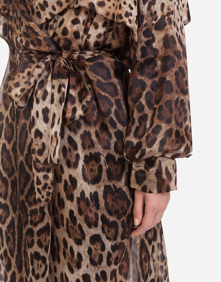 Dolce & Gabbana Organza trench coat with leopard print Multicolor F0Z79THS15L