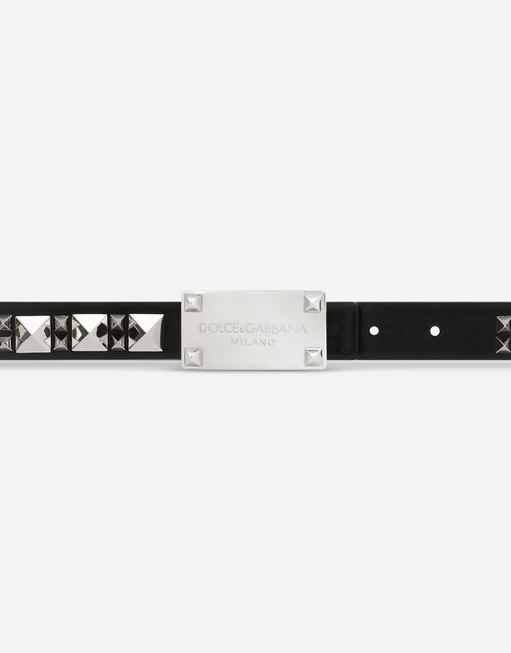 Dolce & Gabbana Calfskin belt with studs Multicolor BE1562AD098