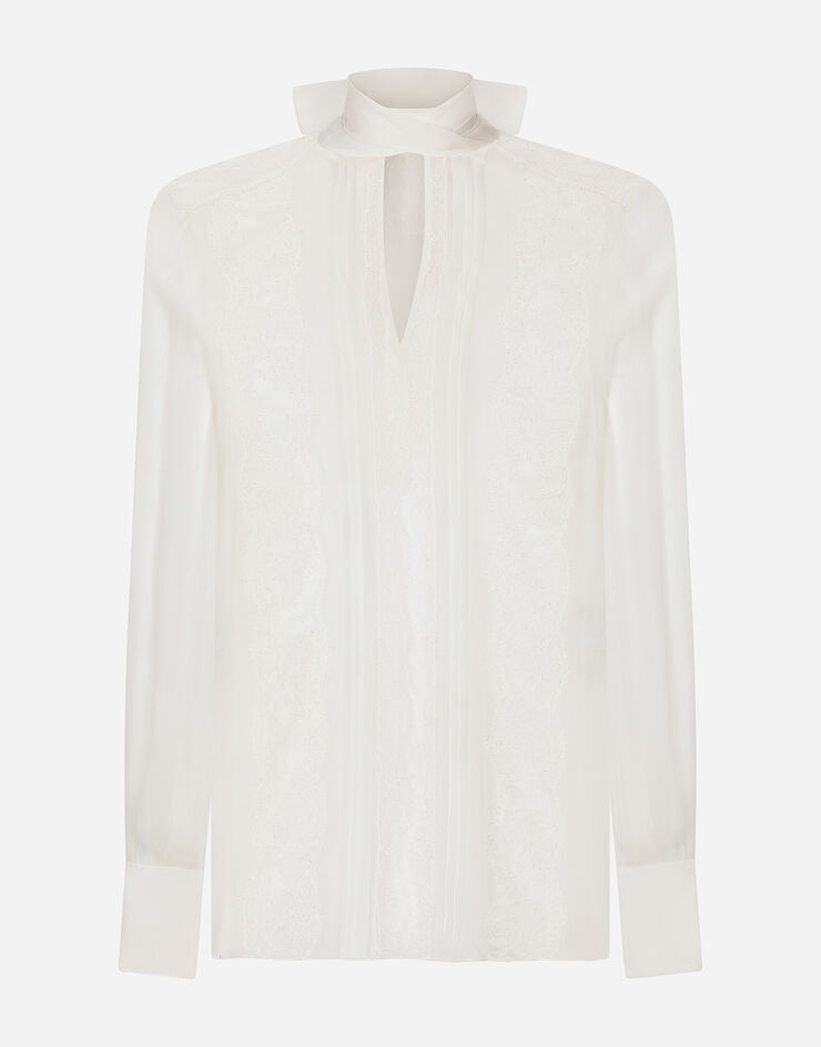 Dolce&Gabbana 蕾丝与雪纺饰巾罩衫 白 F779JTFU1AT