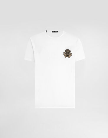 Dolce & Gabbana Cotton t-shirt with heraldic patch White G8PV1ZG7PJ5