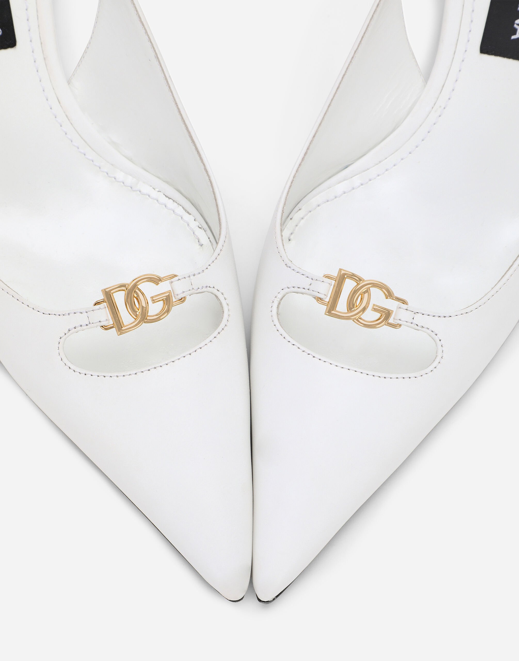 Silk nappa leather slingbacks with DG logo in White for