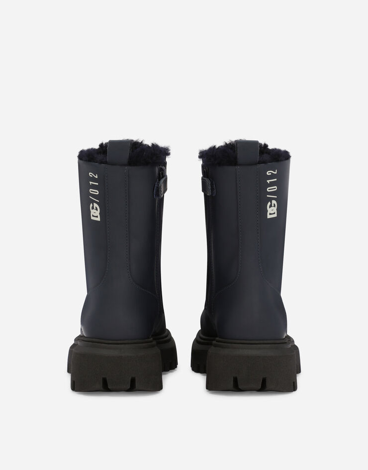 Calfskin combat boots in Blue for | Dolce&Gabbana® US