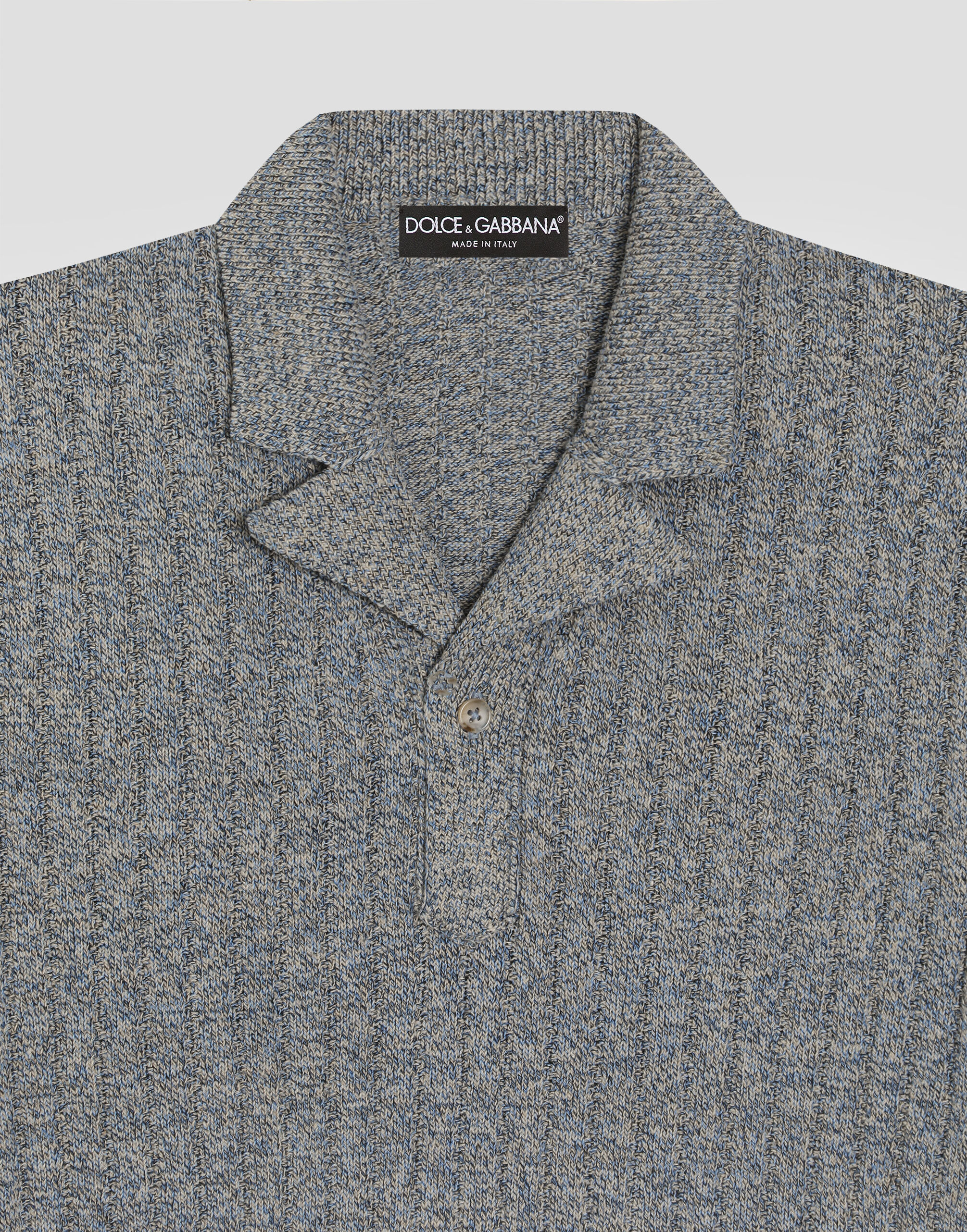 Ribbed cotton and linen polo shirt in Grey for Men | Dolce&Gabbana® US