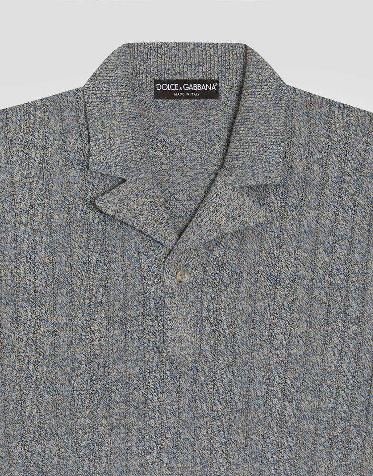Dolce & Gabbana Ribbed cotton and linen polo shirt Grey GXZB0ZJGMDV