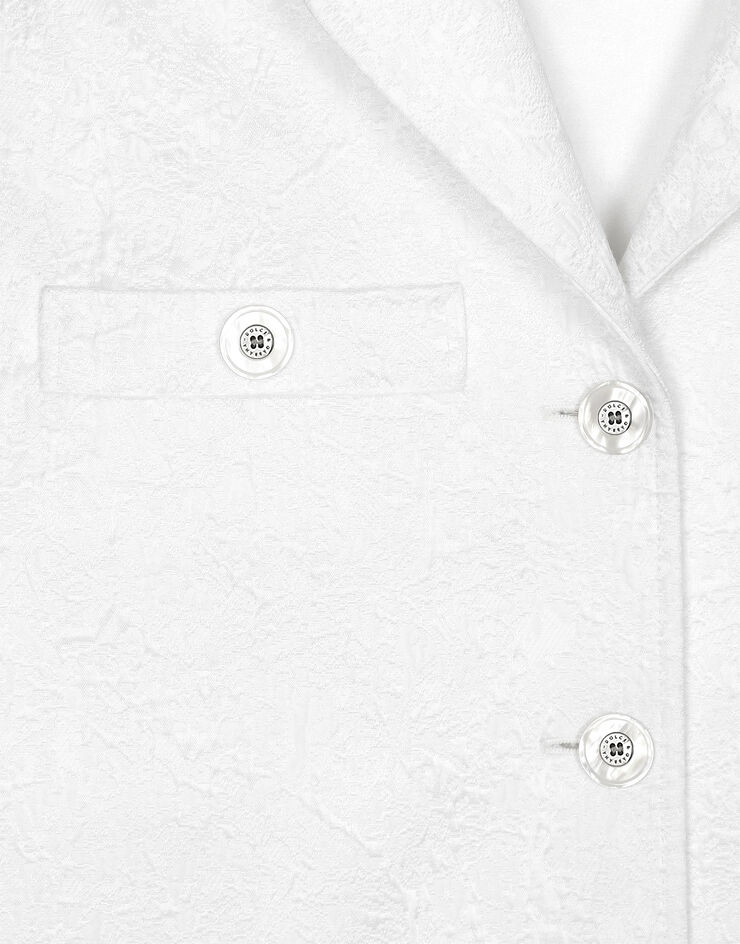 Dolce & Gabbana Abrigo corto de brocado con botonadura sencilla Blanco F0E1XTFJTBV