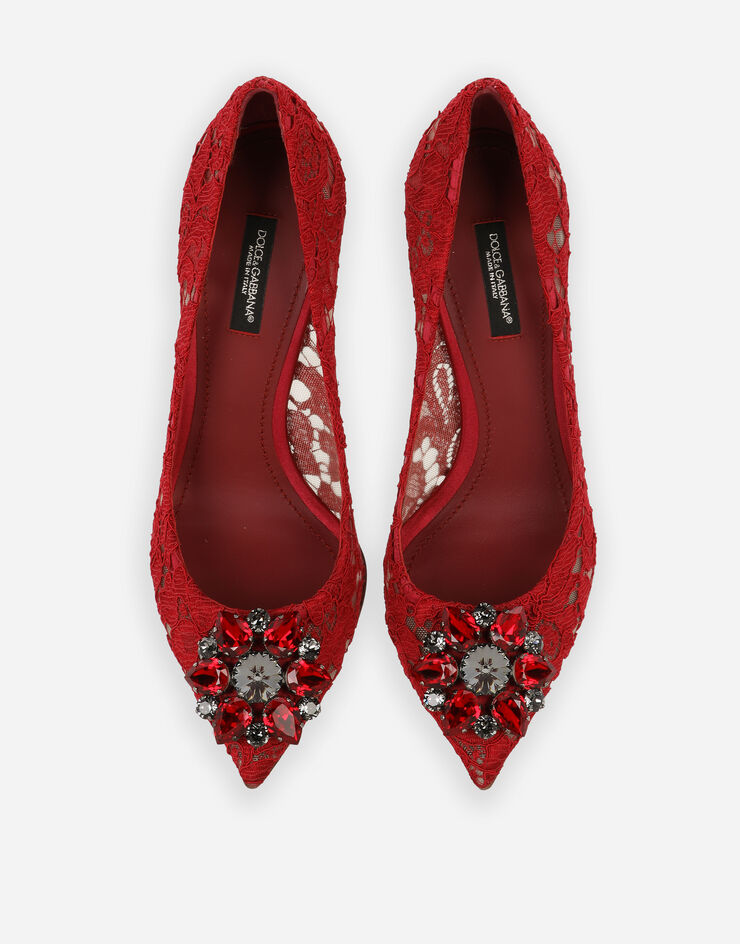 Dolce & Gabbana Lace rainbow pumps with brooch detailing Red CD0101AL198