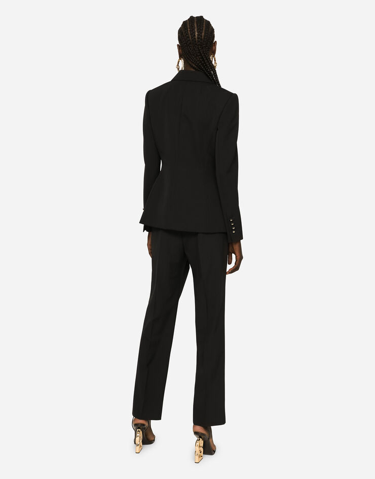 Dolce & Gabbana Chaqueta Dolce en tela de lana de botones con logotipo Negro F26CITFU21E