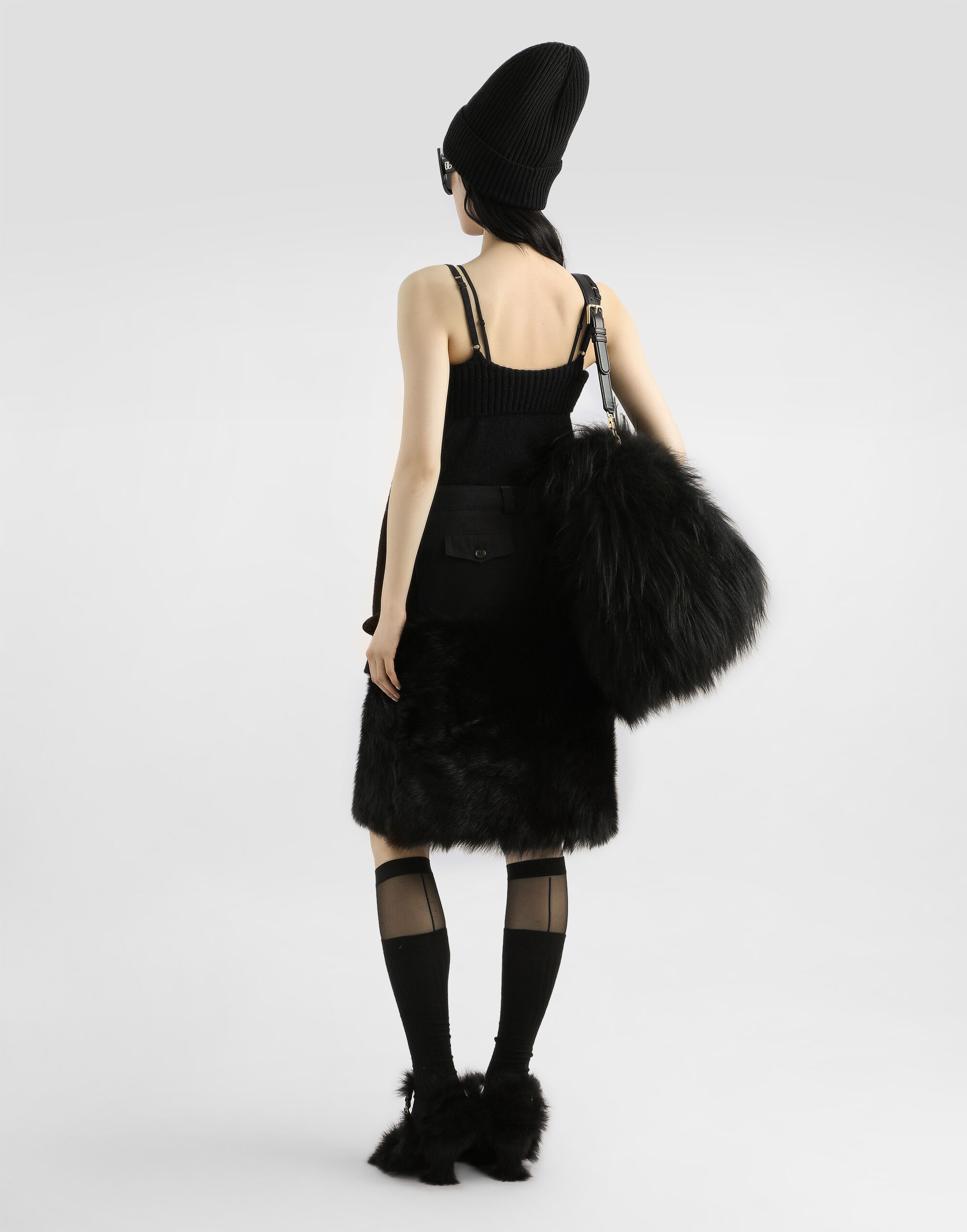 Midi skirt with fur - thumbnail 3