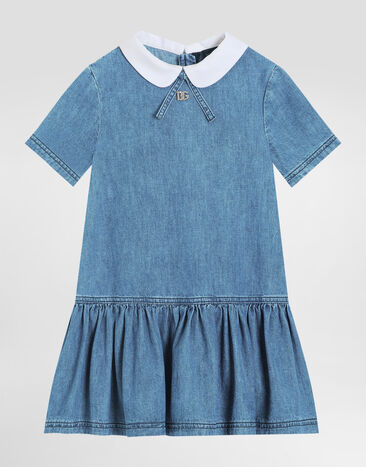 Dolce & Gabbana Chambray dress with DG logo Purple L54DE2FMTAC