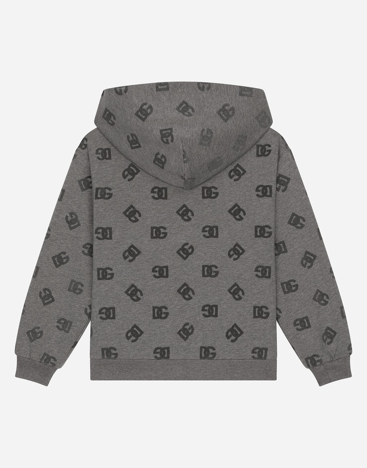 Dolce & Gabbana DG 徽标印花平纹针织连帽卫衣 灰 L4JWKNG7N2A