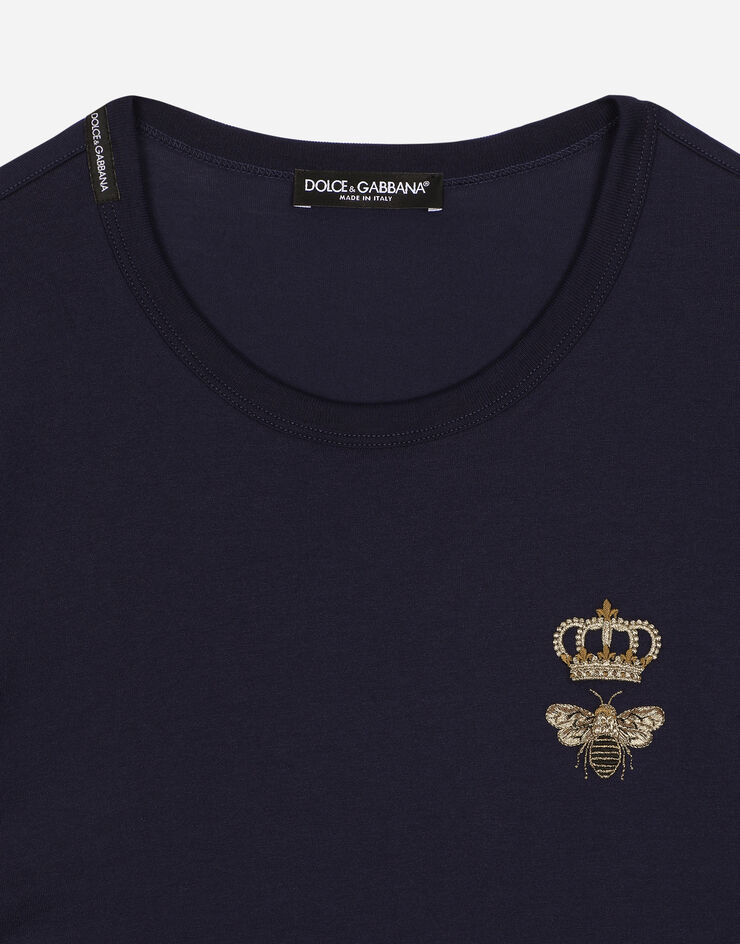 Dolce & Gabbana Camiseta de algodón con bordado Bleu G8PV1ZG7WUQ
