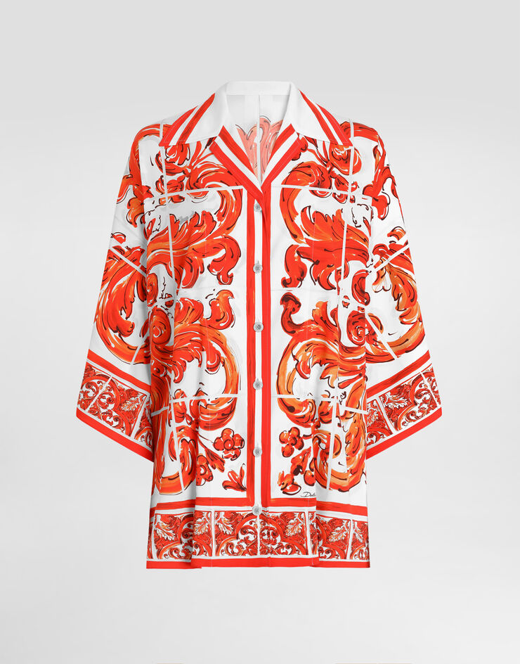 Dolce & Gabbana Majolica-print charmeuse shirt Multicolor F5T75TGDDRJ