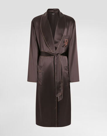 Dolce & Gabbana Silk robe with embroidery Multicolor G031TZFU1AU