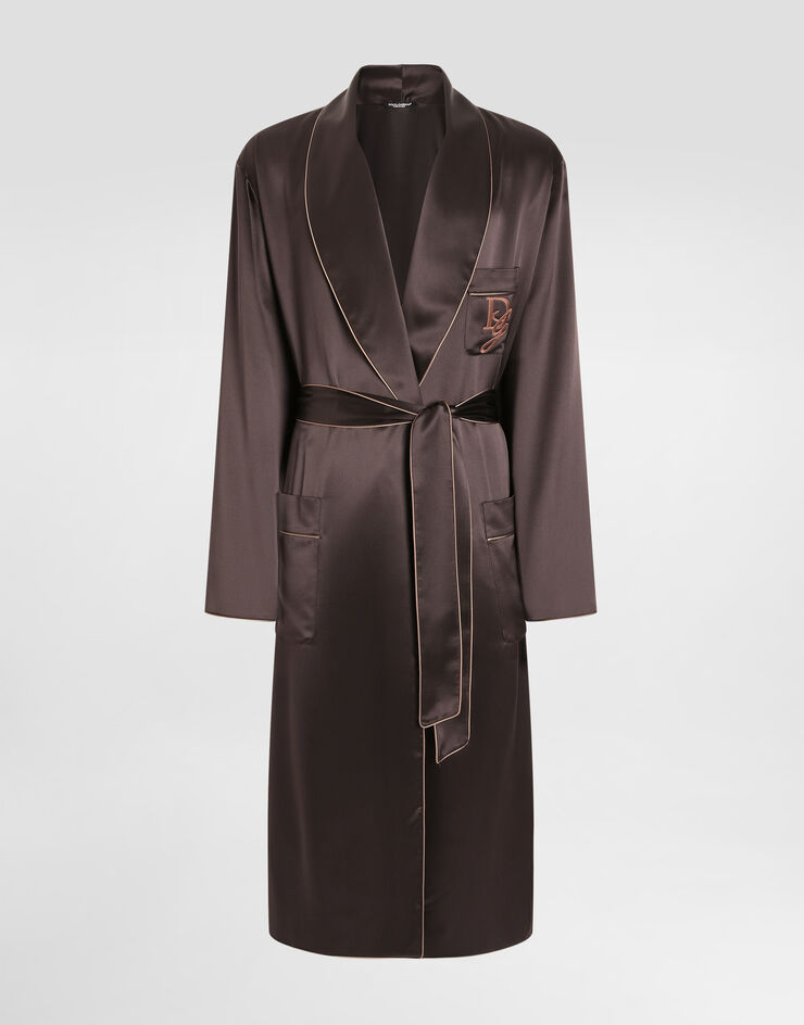 Dolce & Gabbana Silk robe with embroidery Multicolor G031TZFU1AU