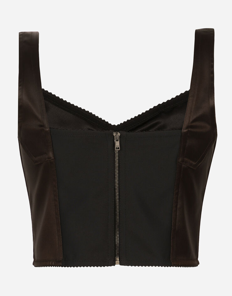 Dolce&Gabbana Shiny satin corset top Brown F7W98TFURMV