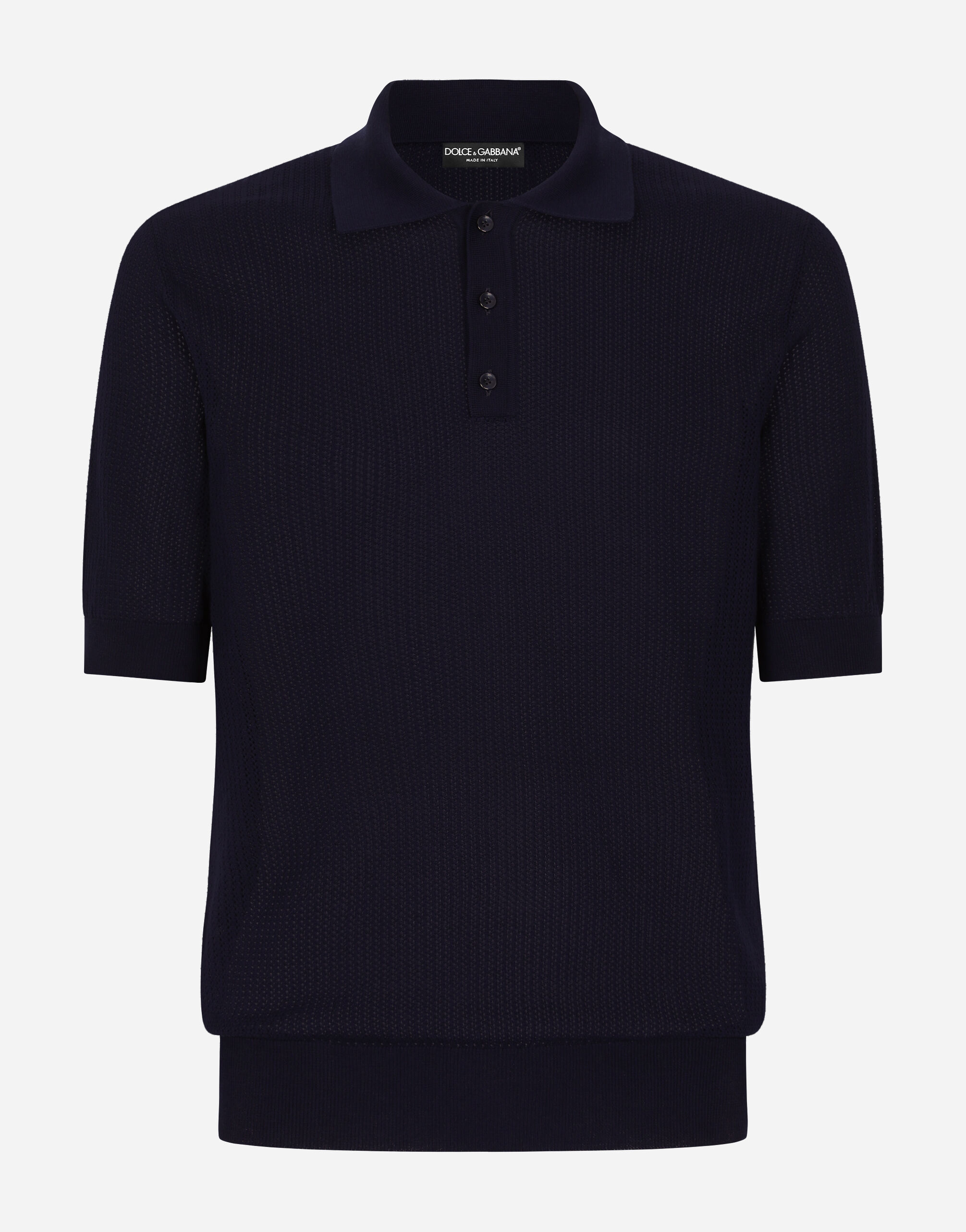 Dolce & Gabbana Cotton polo shirt with logo label Blue GXX02ZJCVT9