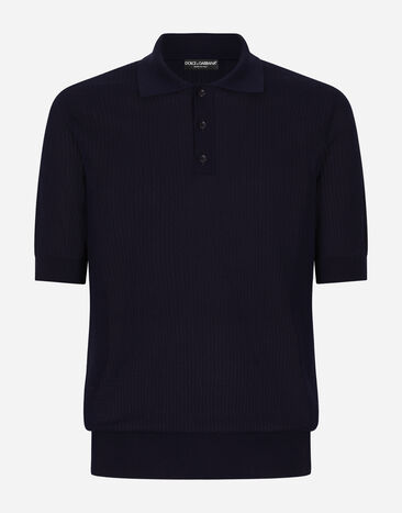 Dolce & Gabbana Cotton polo shirt with logo label Blue GXX02ZJCVT9