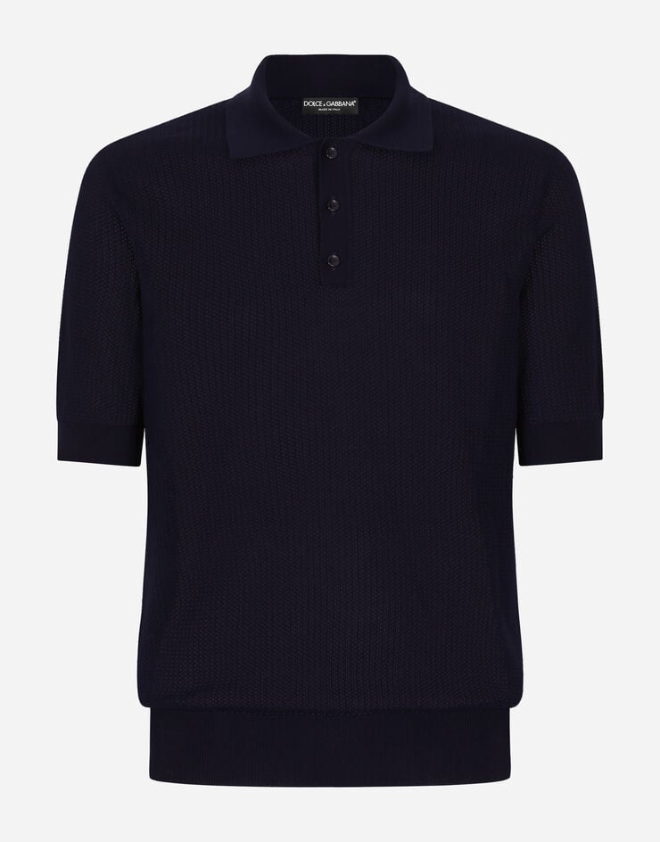 Dolce&Gabbana Cotton polo shirt with logo label Blue GXP68TJBCAB