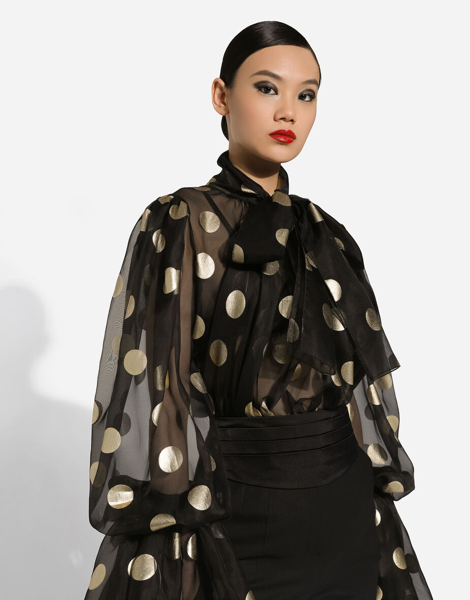 Dolce & Gabbana Shimmering Black Silk Pussy-Bow Blouse – Runway Archive
