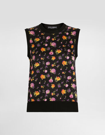 Dolce & Gabbana Small rose bouquets-print silk tank top Multicolor FXT06TJBSOP