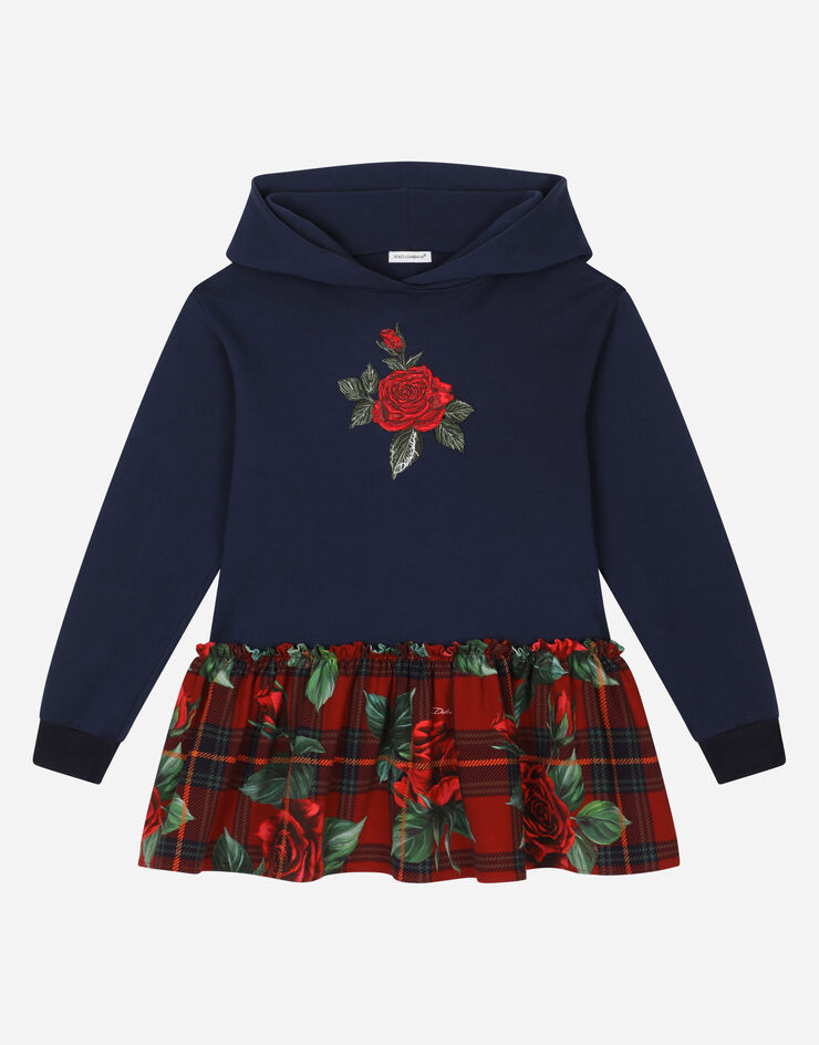 DolceGabbanaSpa Long-sleeved dress with hood and gathered skirt Multicolor L5JD6VG7JR6