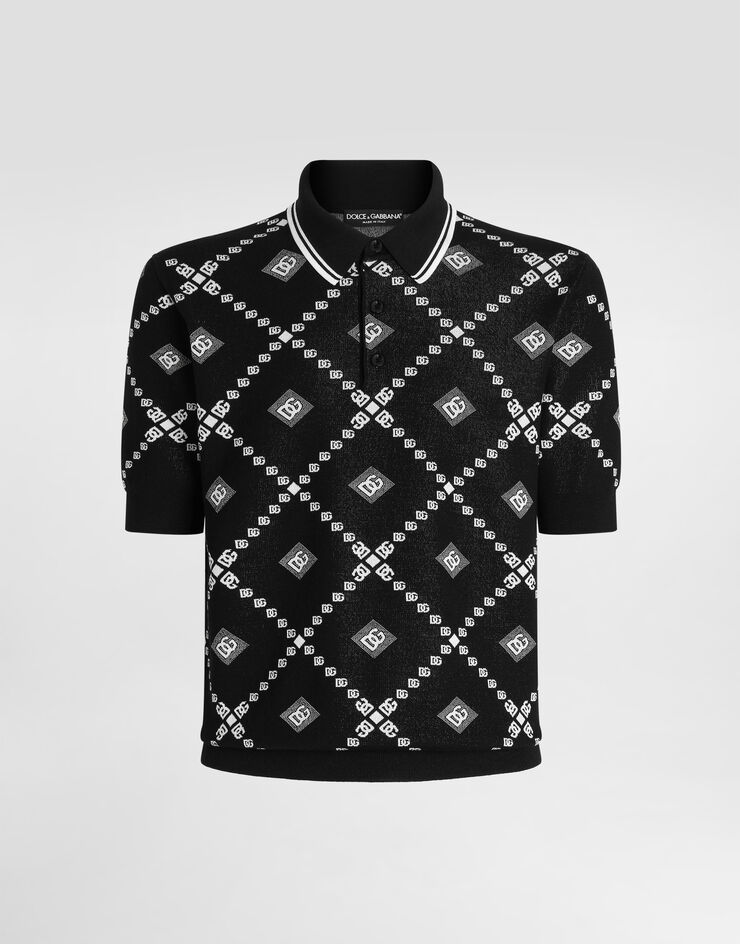 Dolce & Gabbana Jacquard piqué polo shirt Multicolor GXZ02TJGMA7