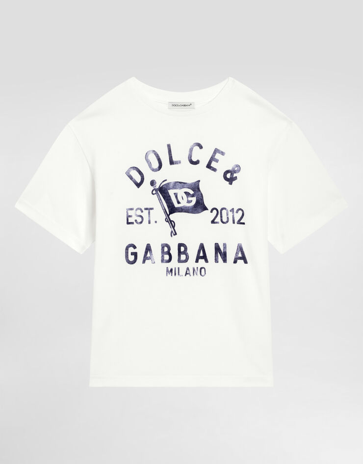 Dolce & Gabbana Jersey T-shirt with Dolce&Gabbana logo White L4JTHVG7OIH