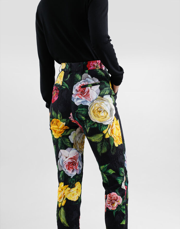 Dolce & Gabbana Pantalones sastre de brocado con estampado de peonías y rosas Imprima FTAM2TFS9AH