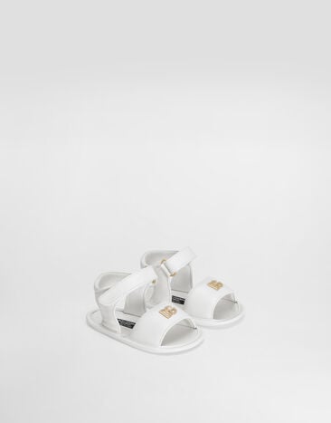 Dolce & Gabbana Sandale aus Lammnappaleder mit DG-Logo Weiss DK0157AB793