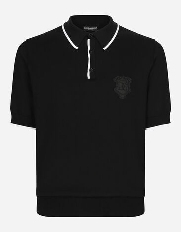 Dolce & Gabbana Cotton polo-shirt with DG logo embroidery Black GXZ45ZJBCE5