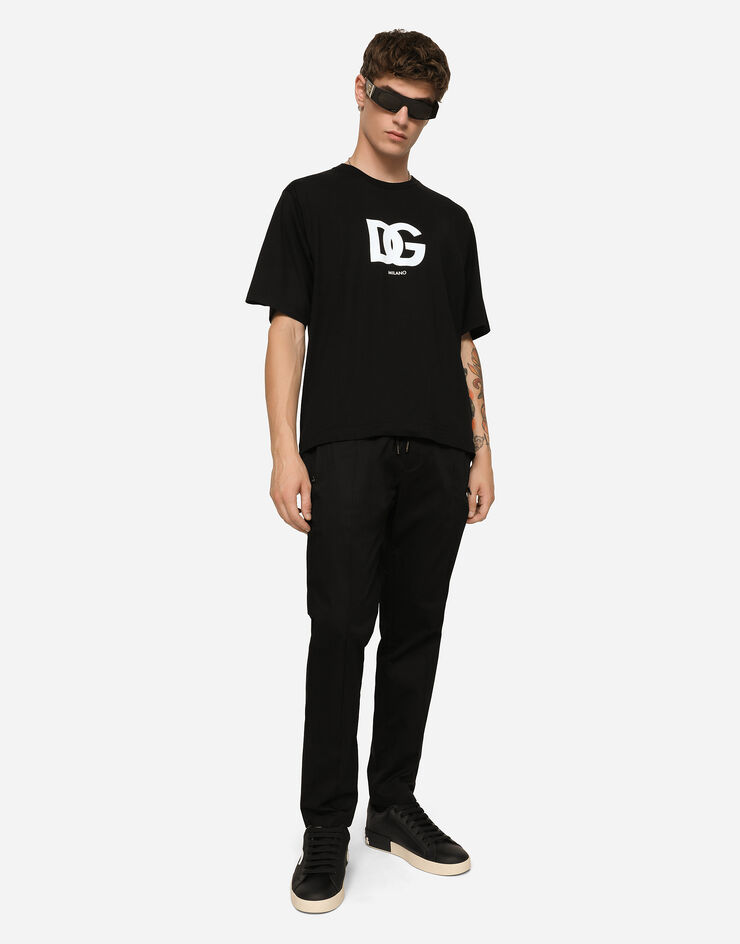 Dolce & Gabbana Jogginghose aus baumwoll-stretch mit plakette SCHWARZ GYACETFUFIS