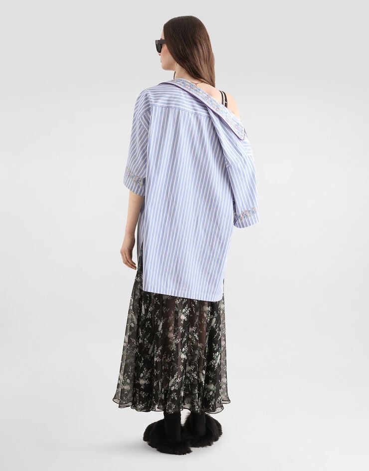 Dolce & Gabbana Chiffon skirt with rose and small flower print Multicolor F4DBFTIS12V