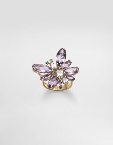 Dolce & Gabbana Butterfly Ring 18-carat yellow gold, amethysts, morganites, and emeralds Gold WRJI4GWAM01