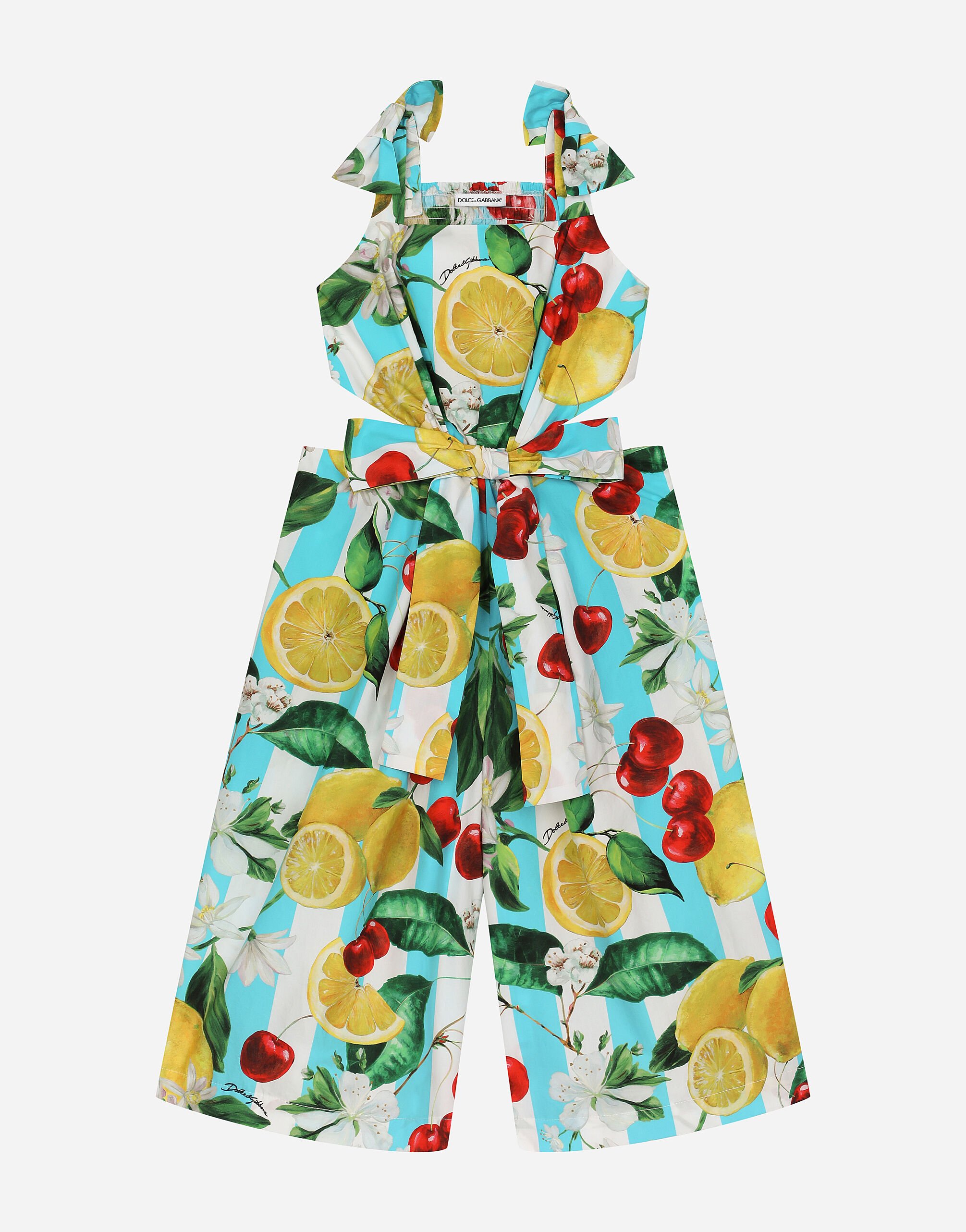Dolce & Gabbana Poplin jumpsuit with lemon and cherry print Blue LB4H80G7HY5