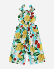 Dolce&Gabbana Poplin jumpsuit with lemon and cherry print White L5JTKTG7KXT