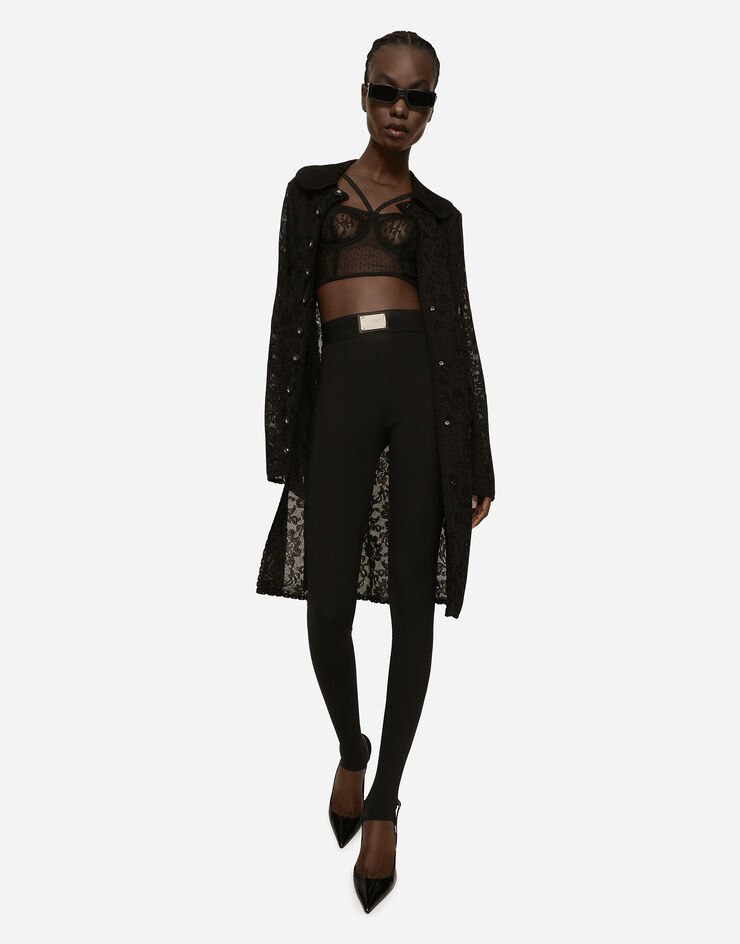 Dolce&Gabbana Mantel im Ajourmuster Schwarz FXD19TJBMR6