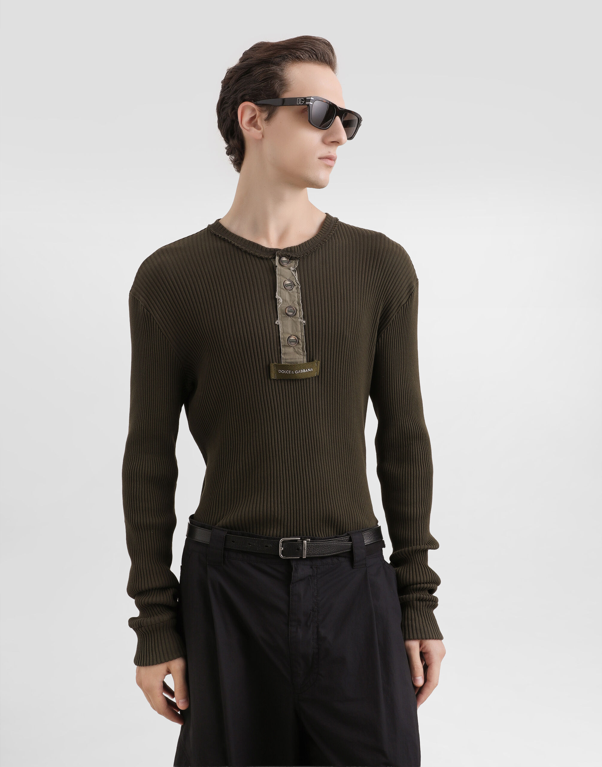 Ribbed cotton serafino t-shirt - thumbnail 9