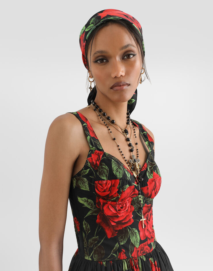 Dolce & Gabbana Rose-print poplin dress Multicolor F619MTHS5VL