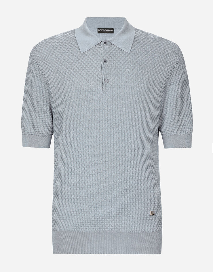 Dolce & Gabbana Stretch cotton polo-shirt with DG hardware Dolce & Gabbana Stretch cotton polo-shirt with DG hardware Azure GXM72TJGMGC