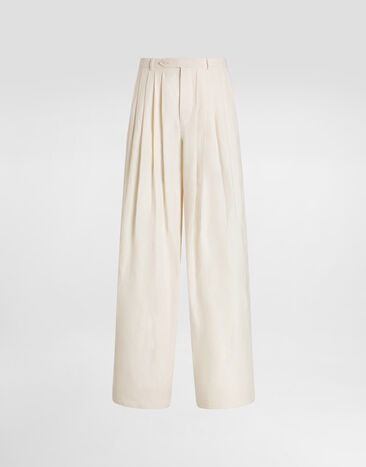 Dolce & Gabbana Cotton linen trousers with pleats White GP1W3TFUTDG