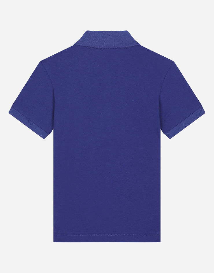 Dolce & Gabbana Poloshirt aus Piqué mit Logoplakette Blau L4JTGWG7M4T