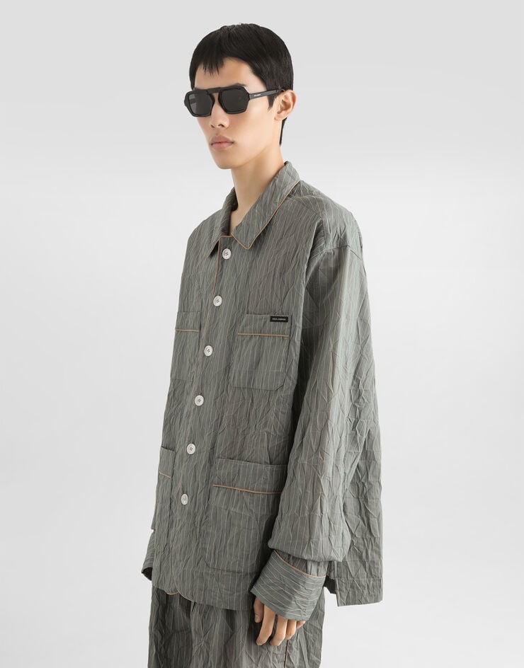 Dolce & Gabbana Crinkled striped linen-blend vanity shirt Multicolor G5OI1TFBMFT