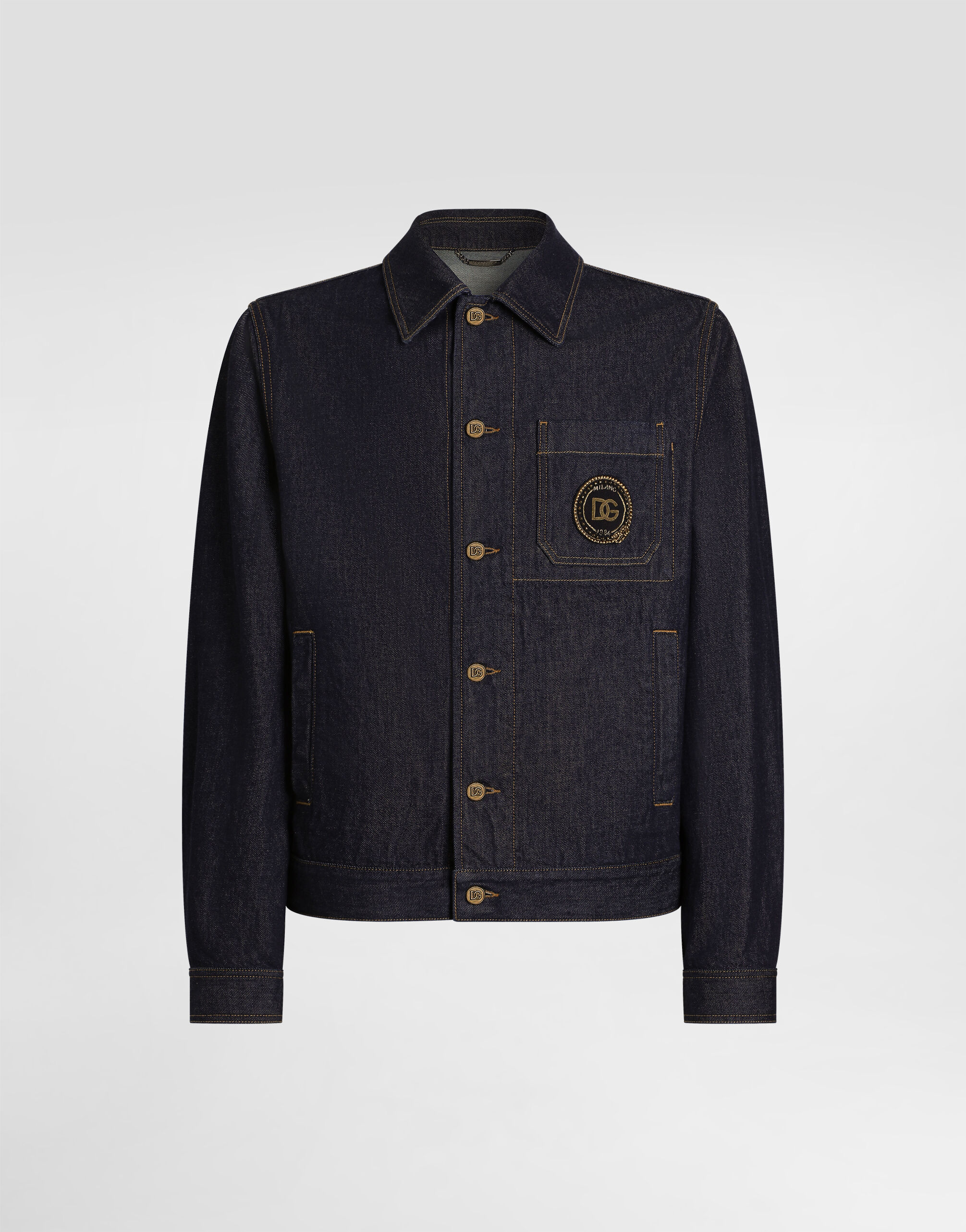 Denim jacket with logo patch in Multicolor for Men | Dolce&Gabbana® US