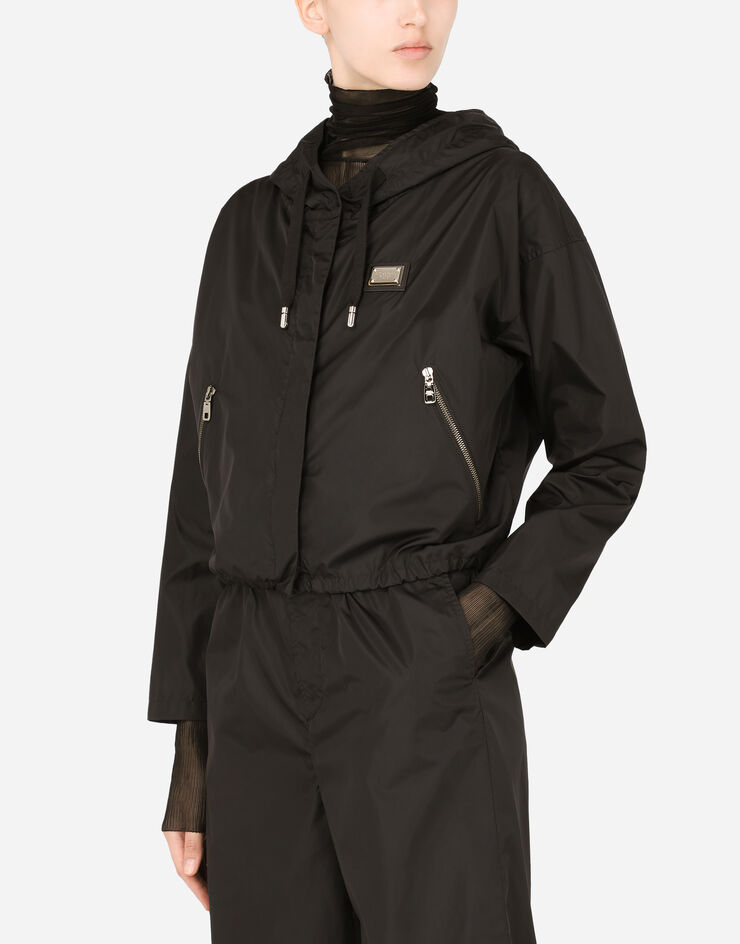 Dolce & Gabbana Technical fabric windbreaker with hood Black F9M22TGDAGI