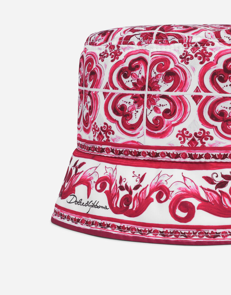 Bucket hat with Majolica print in Multicolor for Women | Dolce&Gabbana®