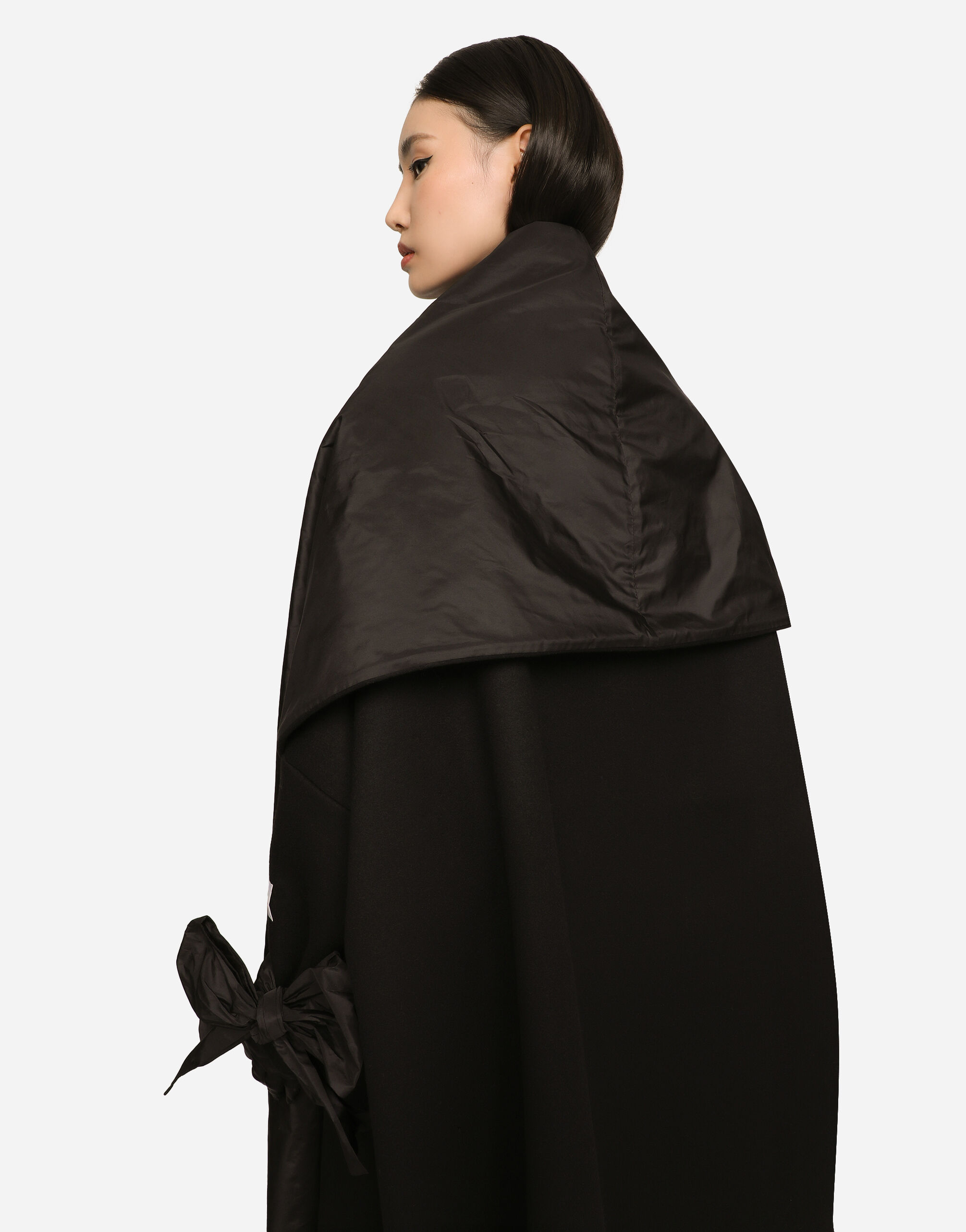KIM DOLCE&GABBANA Long wool and cashmere coat in Black for