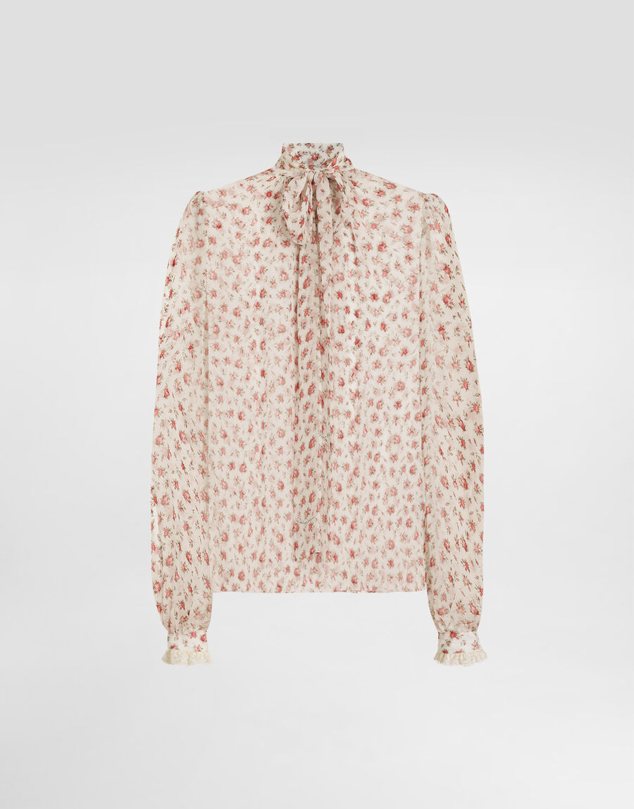 Small rose-print chiffon top