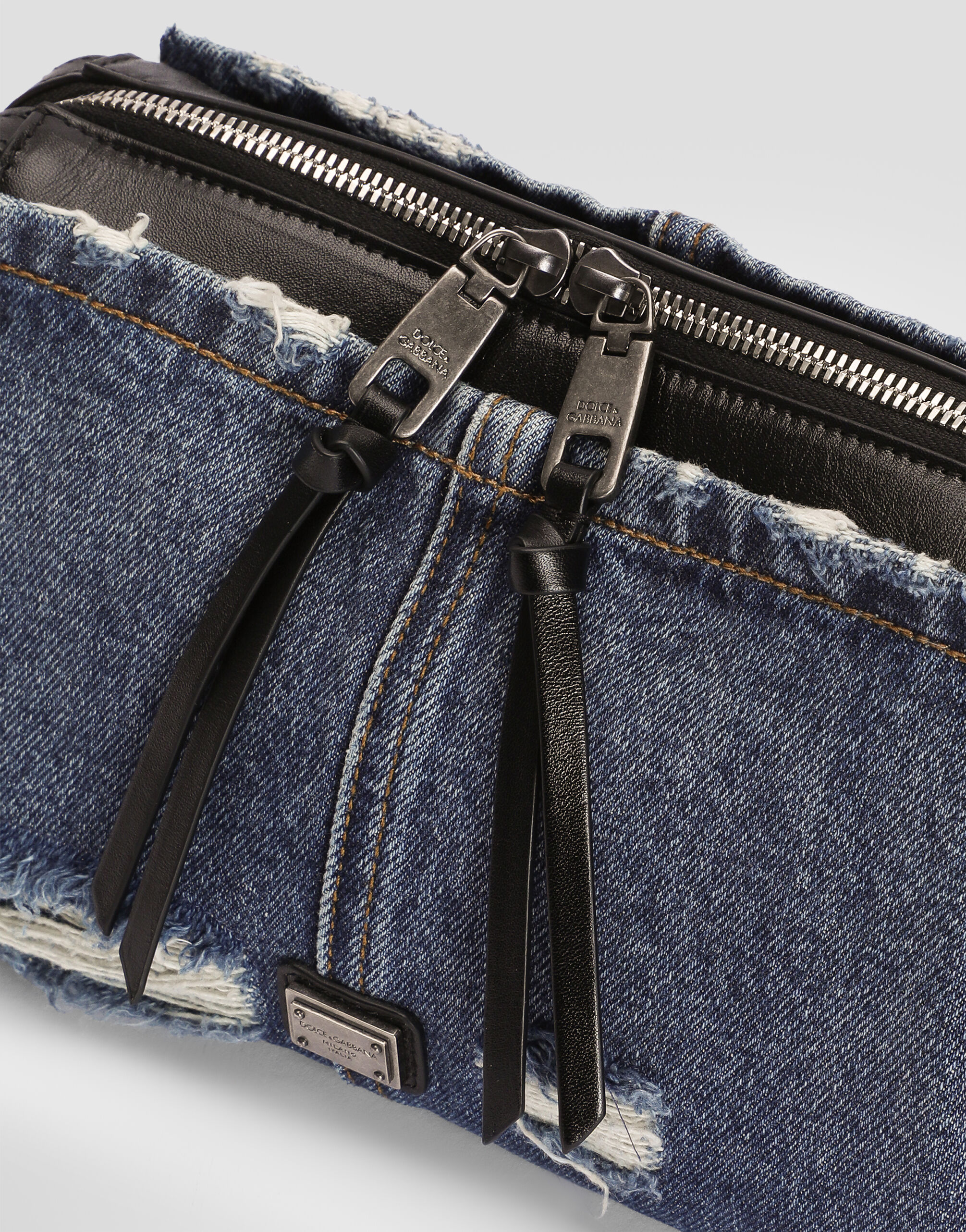 Vittoria denim patchwork shoulder bag in Blue for Men